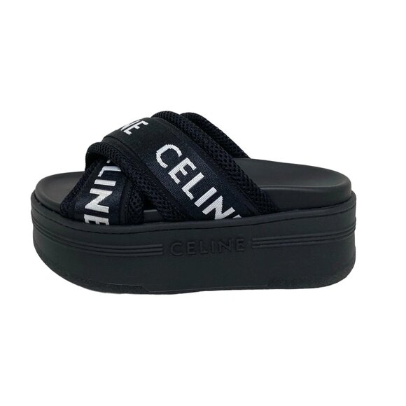 CELINE Block Slide Sandals - Black White Women's 658-080725 - Picture 1 of 6